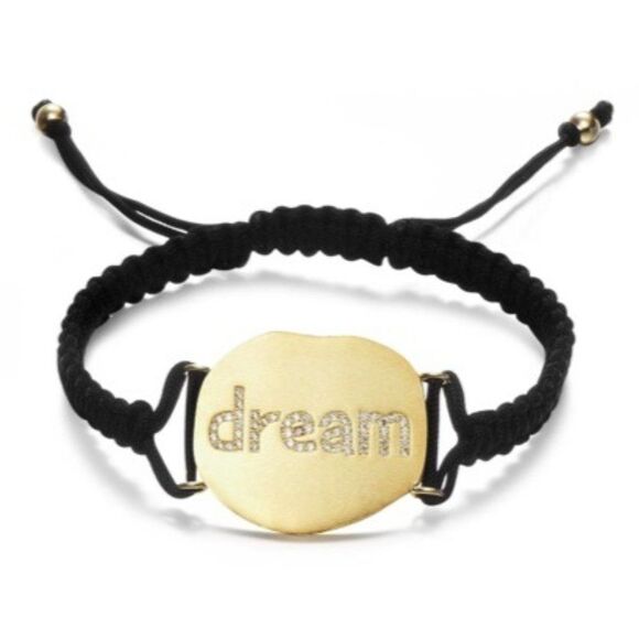 Daniela Swaebe 18k Gold Plated DREAM Cz Macrame Self Tie Bracelet - Picture 1 of 5